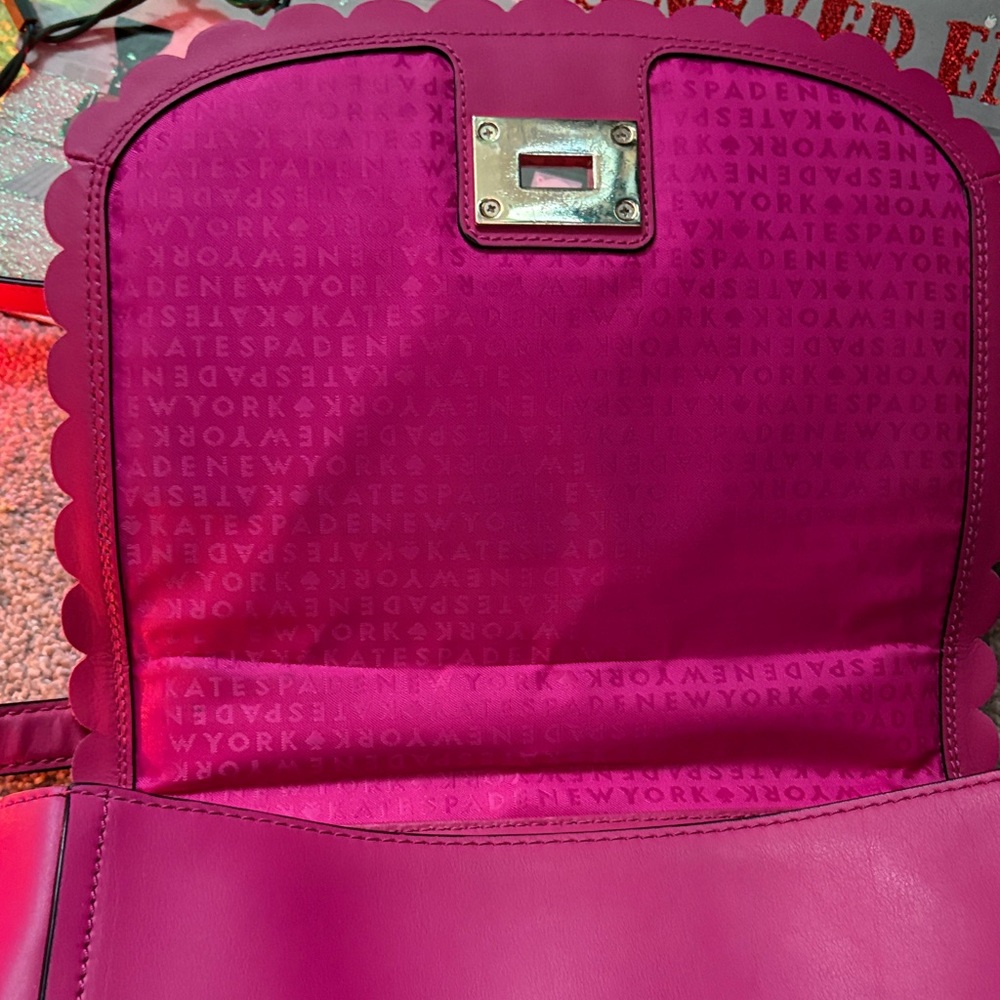 kate spade Hot Pink Scalloped Leather Shoulder Bag - Picture 5 of 6
